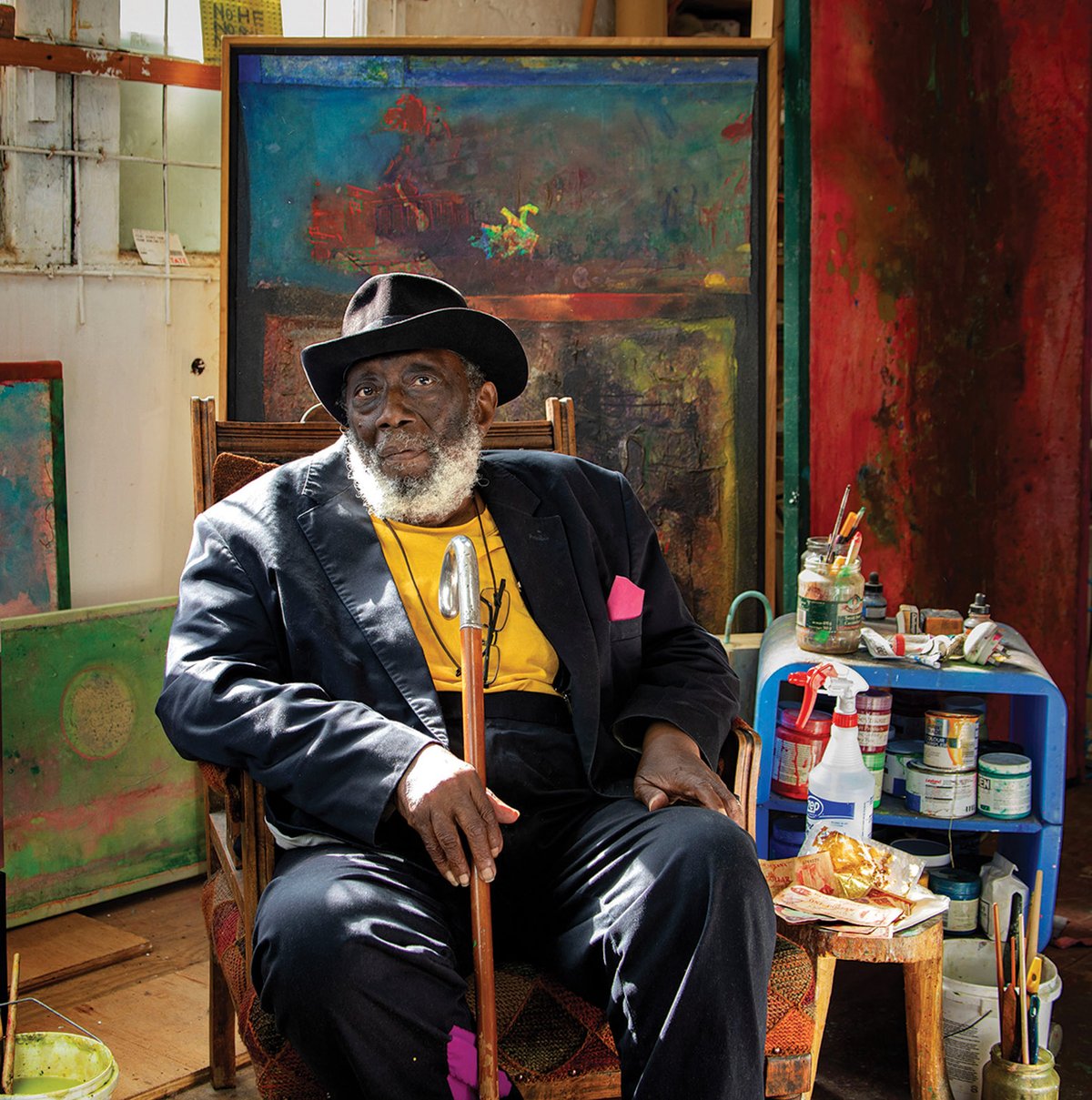 Portrait of Frank Bowling Photo: Sacha Bowlin
