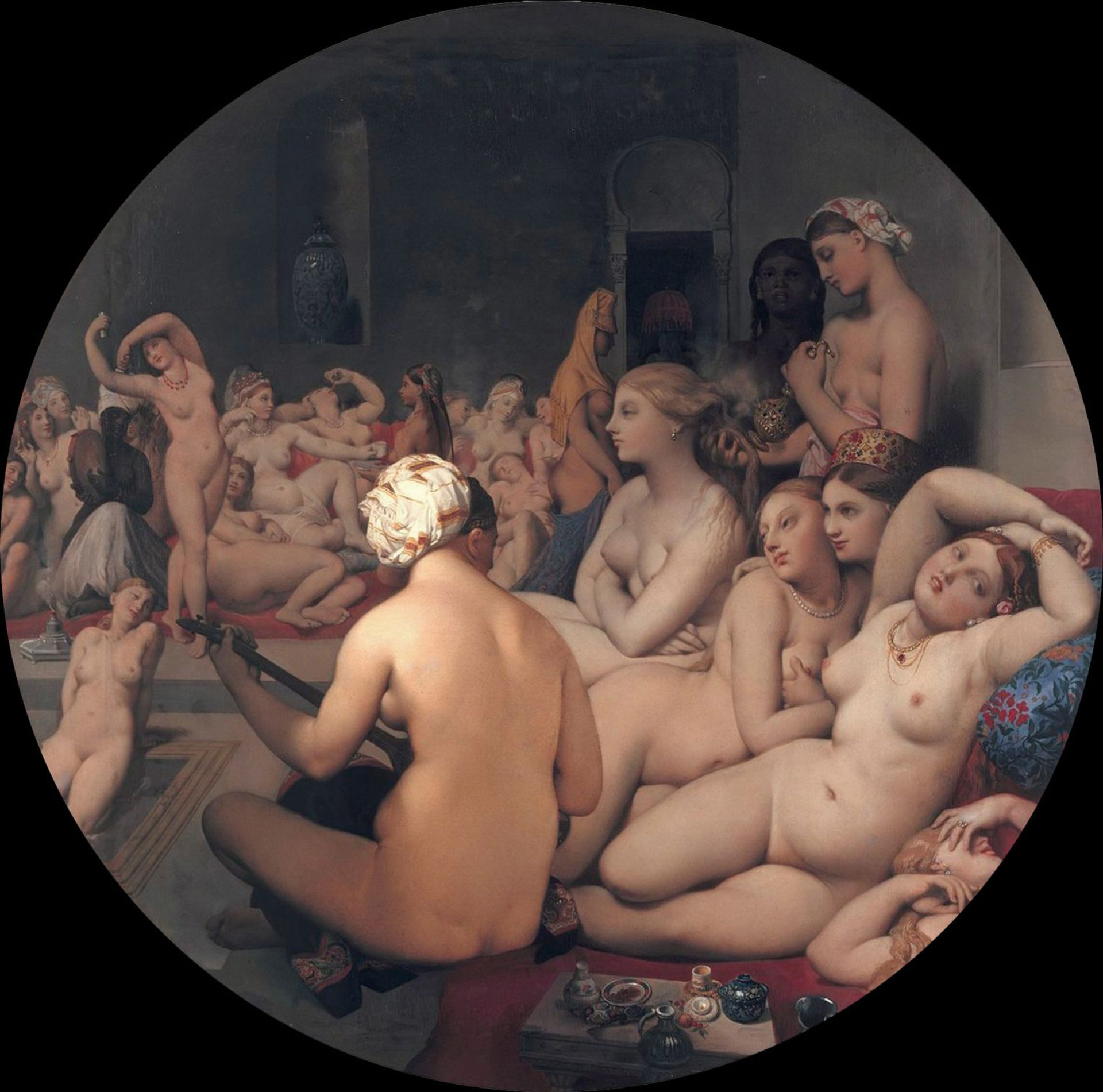Ingres的土耳其浴室（1852-1859）在卢浮宫博物馆是Pornhub在经典的裸露之旅中突出的作品之一