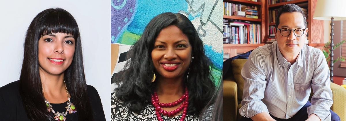 Three of the experts that the US art world is turning to: (left to right) Nina Sánchez of Enrich Chicago, Sangita Kumar of Be The Change Consulting, and Jeff Chang of Race Forward Sanchez: Afkara Mason; Betts: © Merik Goma; Chang: Jeremy Keith Villaluz