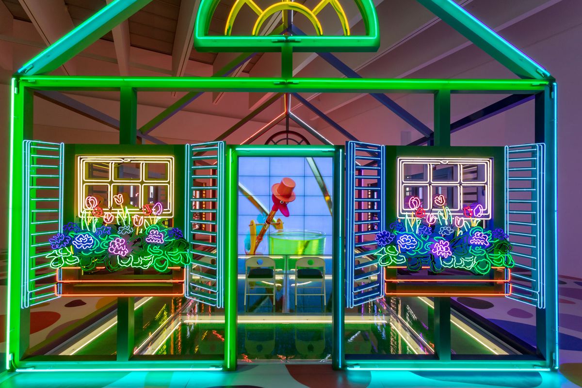 Alex Da Corte's welcoming installation Rubber Pencil Devil (2018), at the 57th Carnegie International Photo by Tom Little. Courtesy of the artist and Karma New York