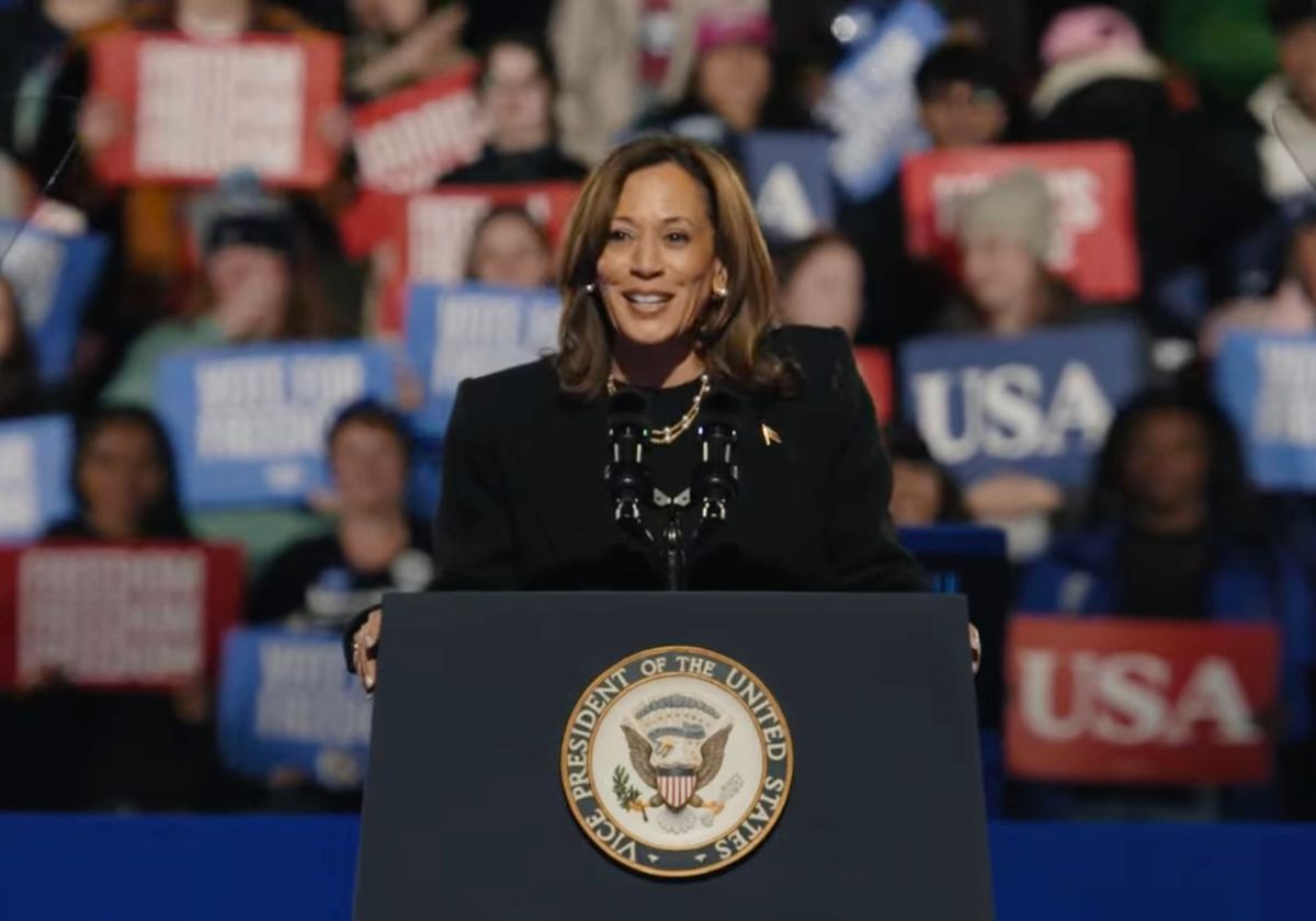 US Vice President Kamala Harris speaking at the final rally of her presidential campaign, at the Philadelphia Museum of Art, on 4 November Screenshot via YouTube