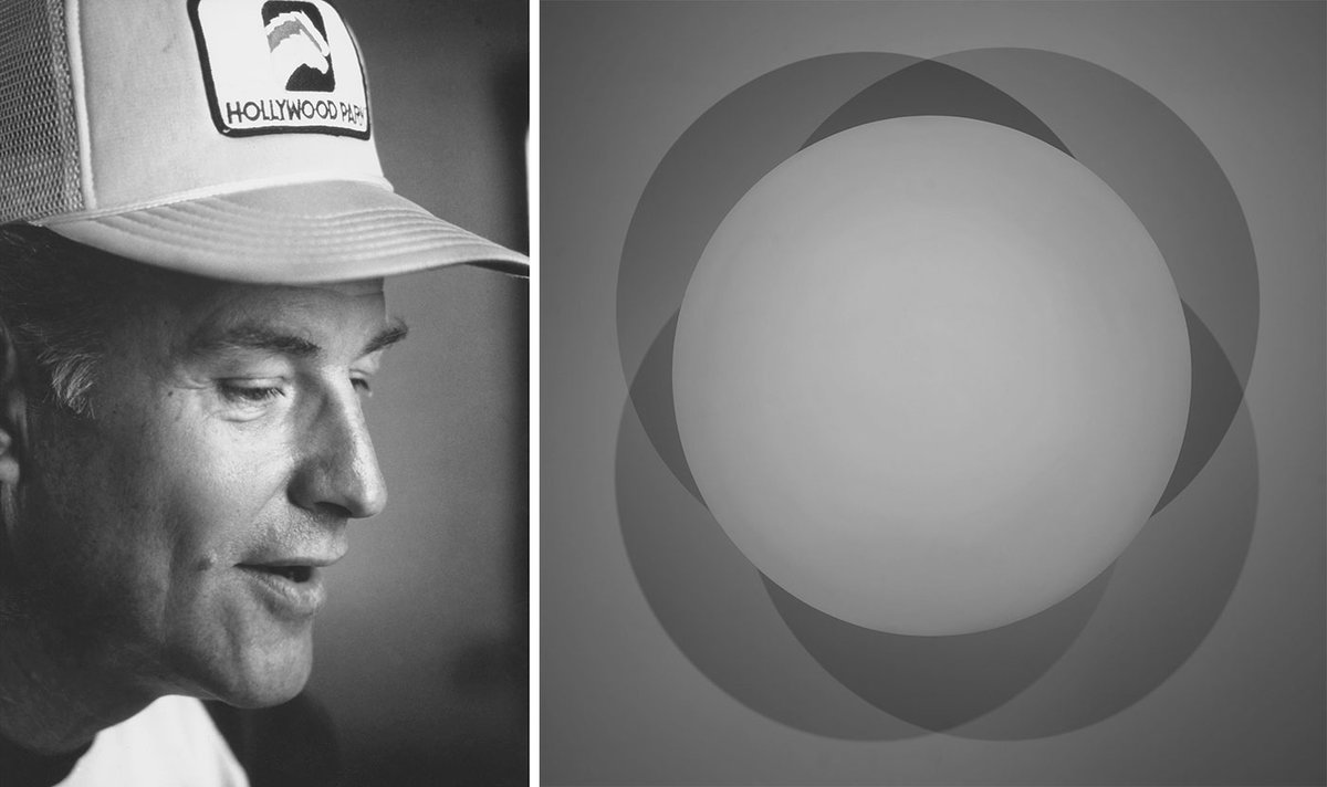 Robert Irwin pictured in 1991 and his painting Untitled (1966-67) © Robert Irwin / Artists Rights Society (ARS), New York