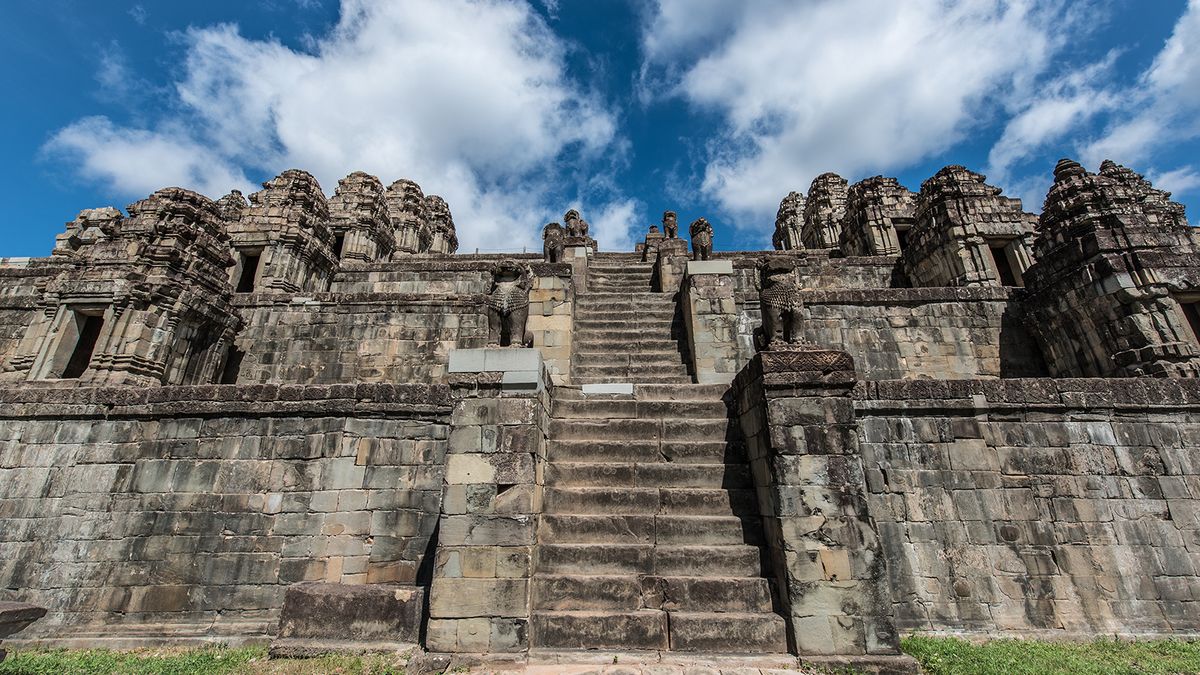 The Phnom Bakheng temple at the Angkor archaeological park in Cambodia