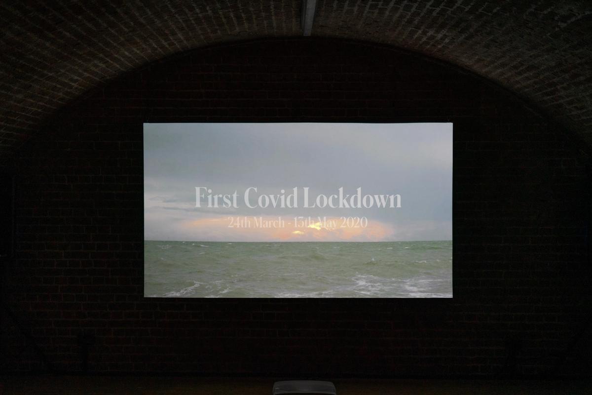 Installation view of Simon Roberts's An Avoidable Loss, A Failure of State, video projection with sound (33 minutes)

Courtesy the artist and Flowers Gallery