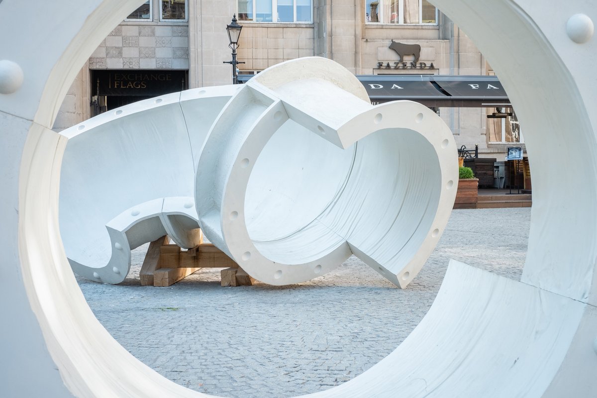 Installation view of Holly Hendry's Cenotaph (2018)  at Exchange Flags for the tenth edition of the Liverpool Biennial Photo: Pete Carr