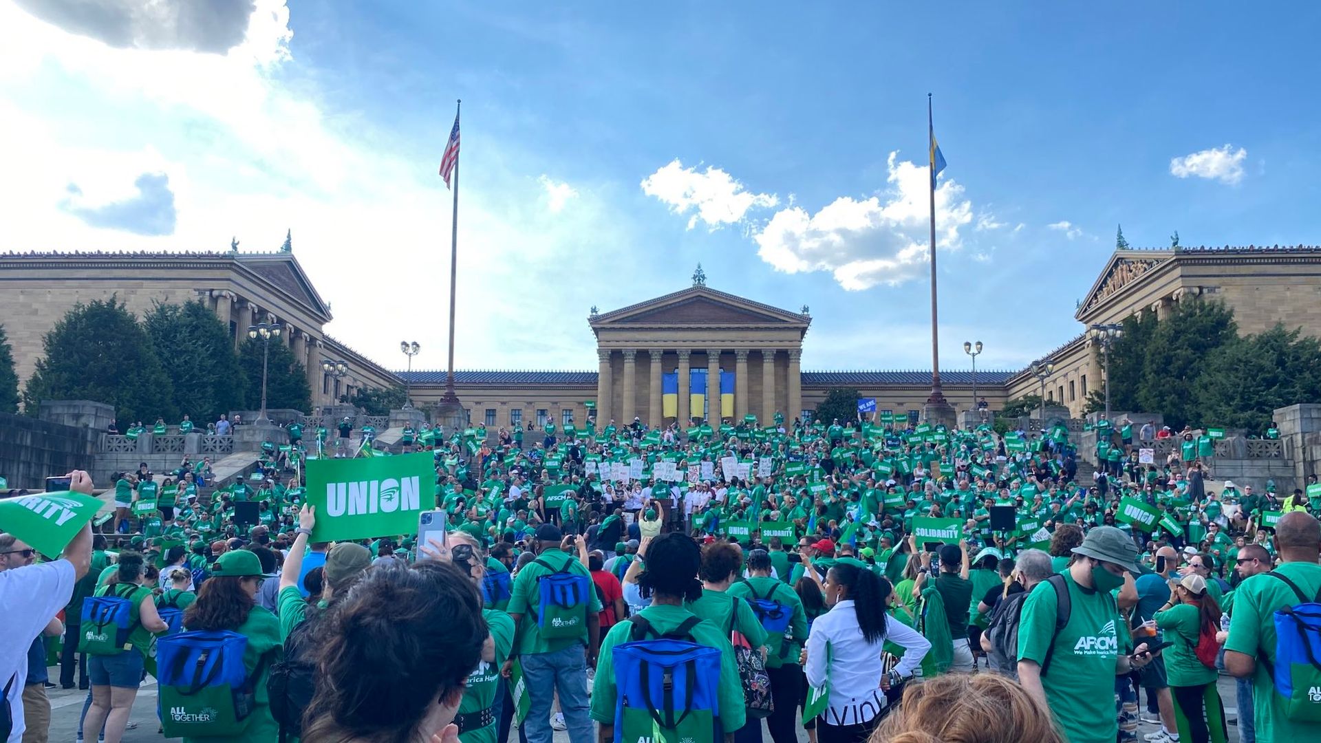 The 13 July rally at the Philadelphia Museum of Art Courtesy the American Federation of State, County and Municipal Employees