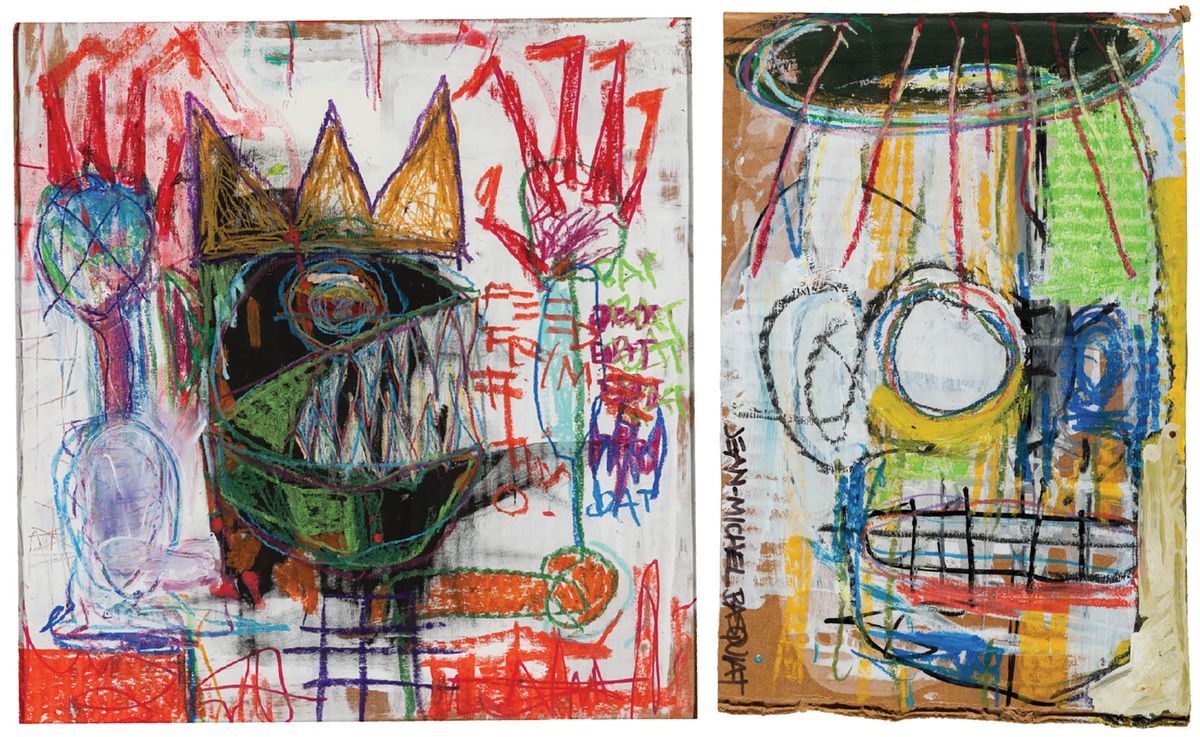 Two of the purported works by Jean-Michel Basquiat that the FBI seized from the Orlando Museum of Art Courtesy Orlando Museum of Art