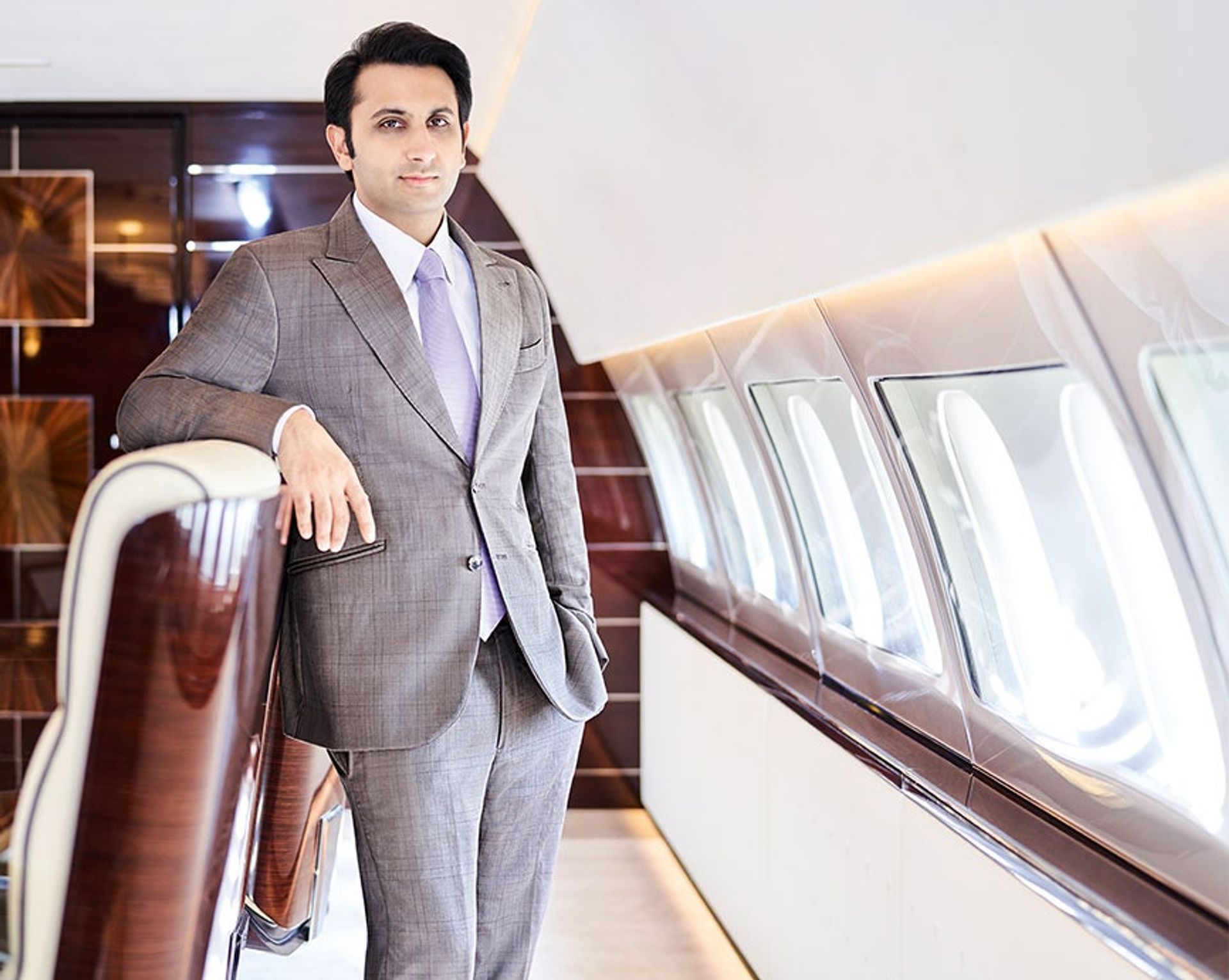 Adar Poonawalla in his private office in Pune, housed in a decommissioned Airbus A320 plane Photo: Serum Institute of India