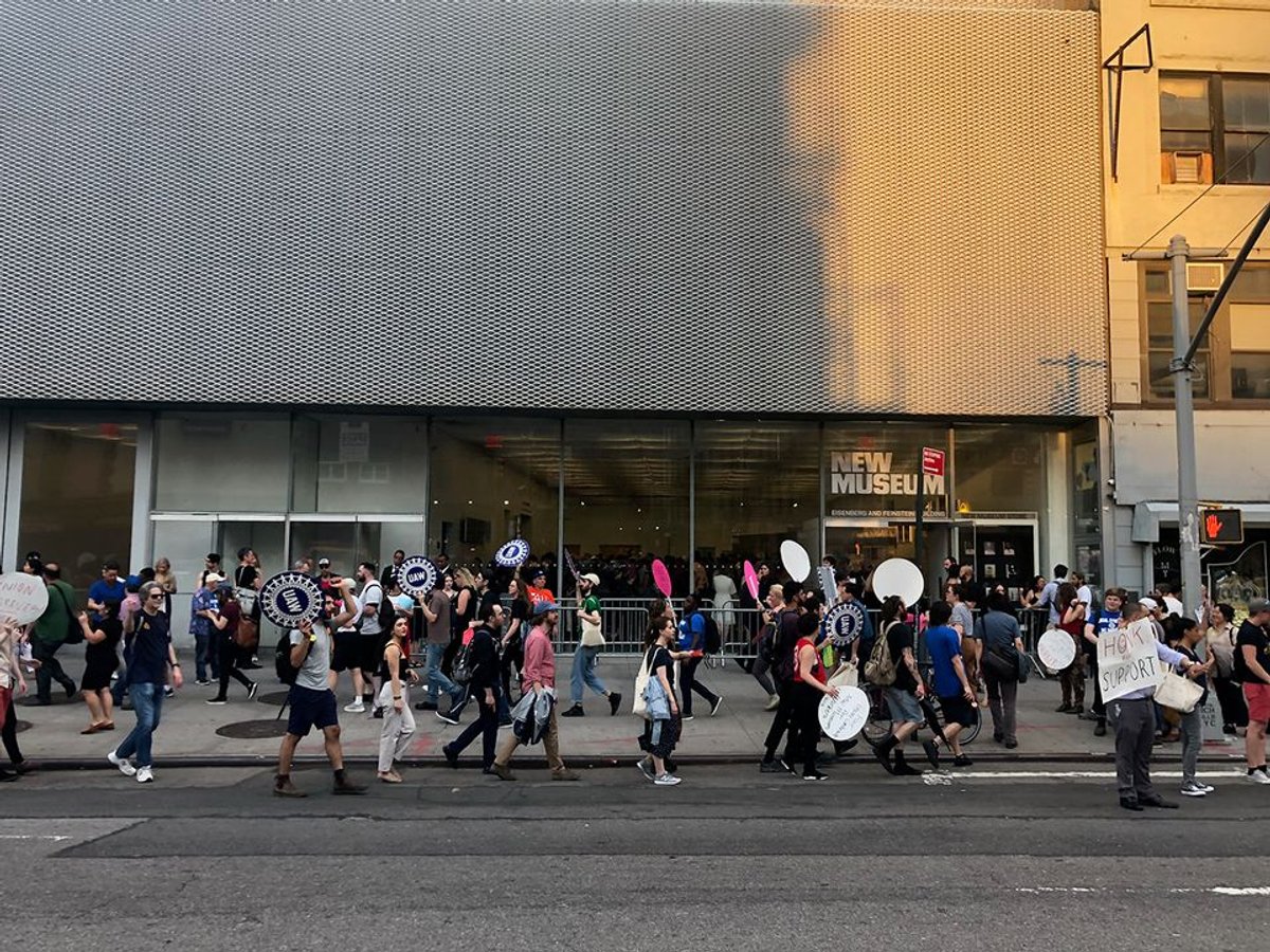 A demonstration in June outside the New Museum's summer exhibitions opening reception called attention to union negotiations Courtesy of the New Museum Union
