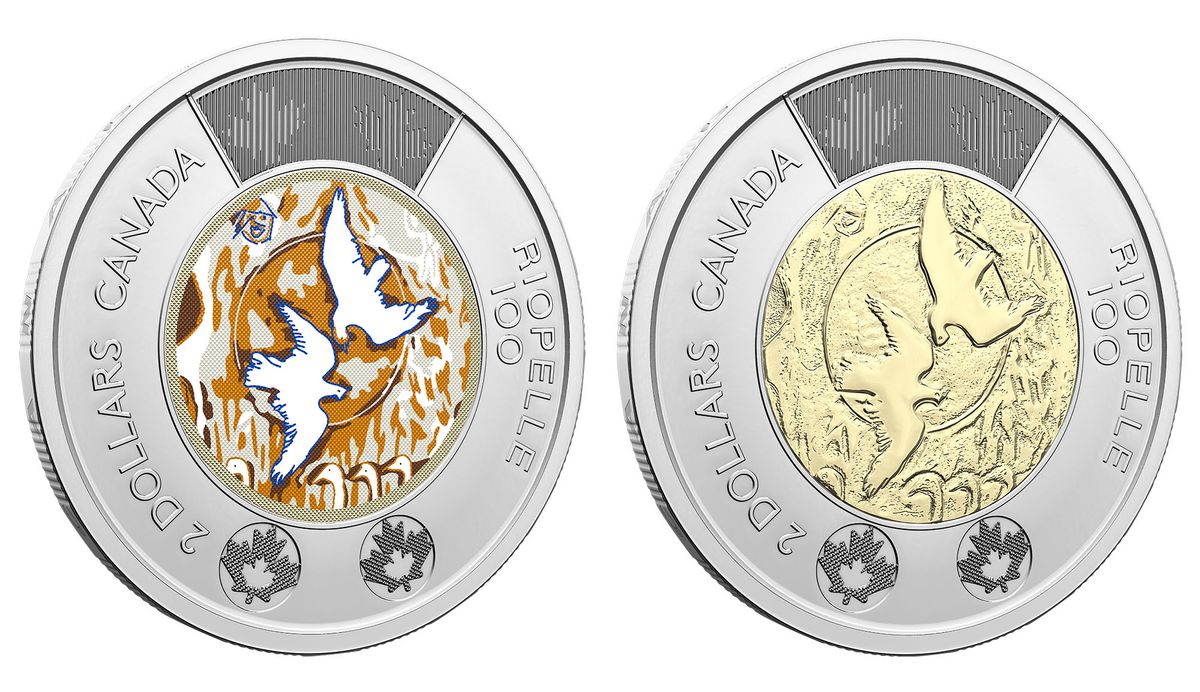 The new Riopelle 100 two-dollar coins issued by the Royal Canadian Mint in honor of Jean Paul Riopelle's centennial Courtesy Royal Canadian Mint