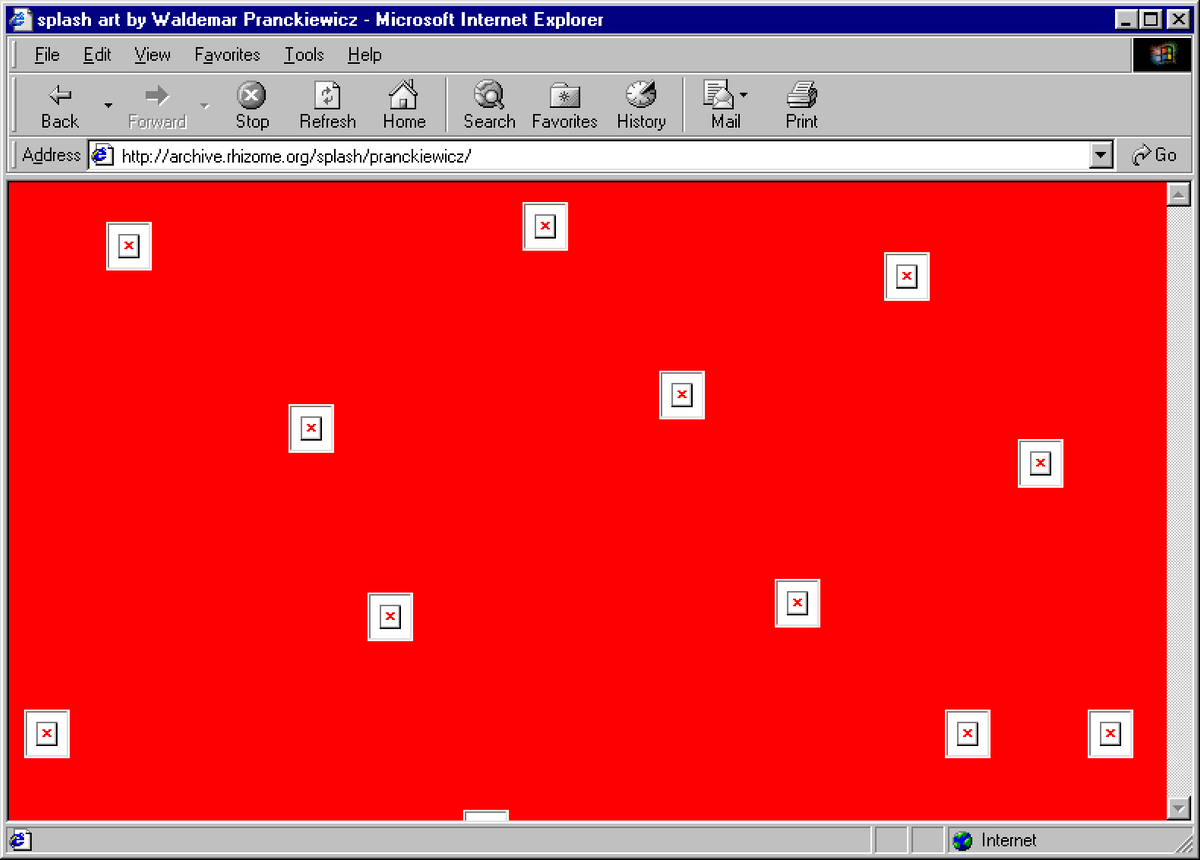 splash art by Waldemar Pranckiewicz (1999), part of the rhizome.org splash page series