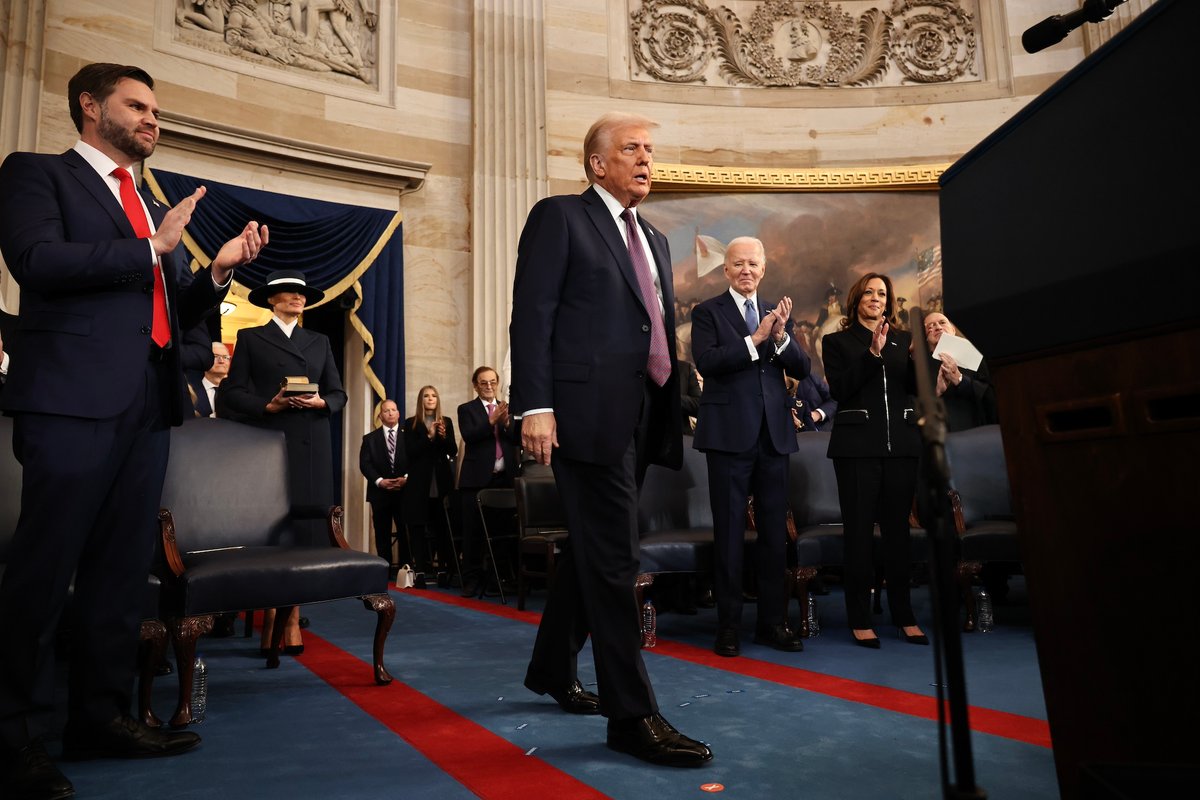 Donald Trump arrives in the rotunda of the US Capitol on 20 January 2025 to take office as the 47th president of the United States. Photo by Chip Somodevilla / Getty Images