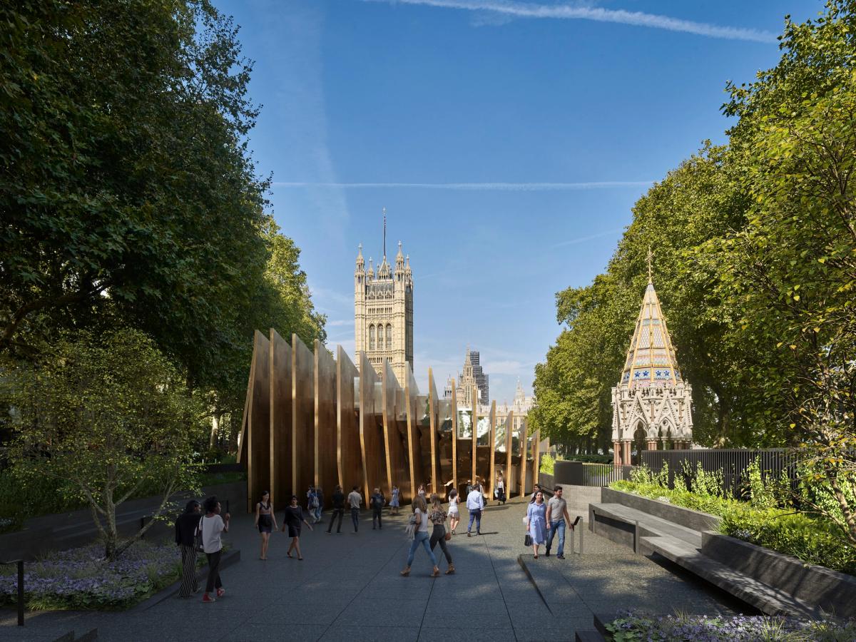 A rendering of the planned Holocaust memorial and learning centre in London

© Adjaye Associates