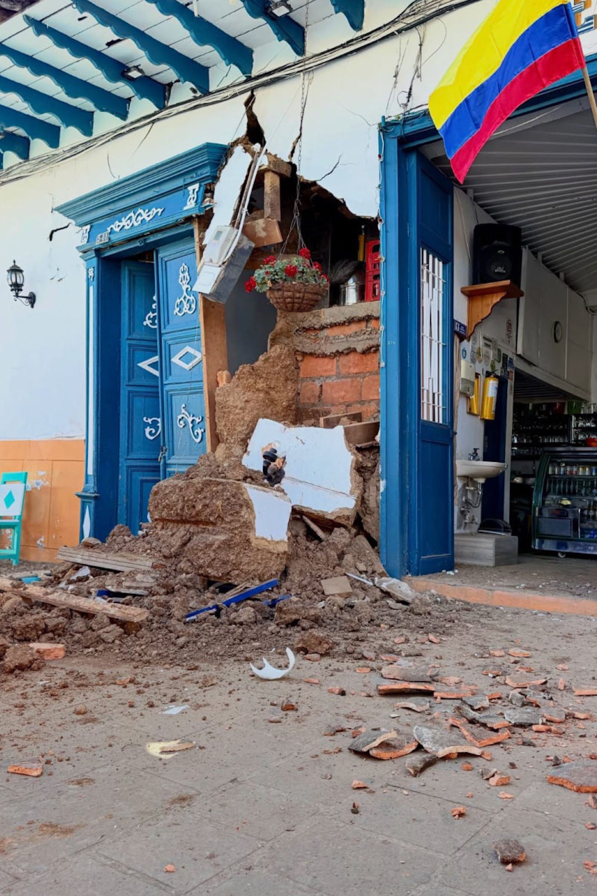 Damage from the 10 August earthquake in the historical center of Jardín, in the department of Antioquia Courtesy the Ministry of Culture of Colombia