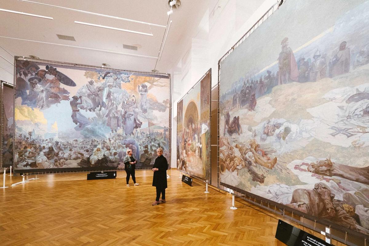 Installation view of Alphonse Mucha’s Slav Epic (1928) at Moravský Krumlov castle

Photo © Pavel Rybníček; Courtesy Moravský Krumlov castle and the Mucha Foundation