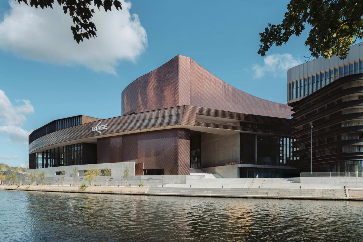 An exterior view of Large, created from materials including Corten steel, aluminum and glass
Photo: Nicolas Trouillard