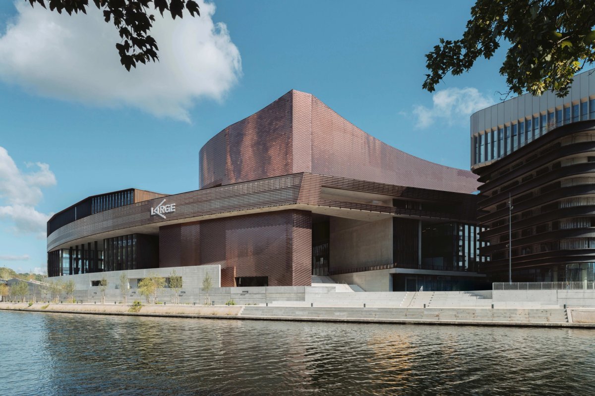 An exterior view of Large, created from materials including Corten steel, aluminum and glass
Photo: Nicolas Trouillard