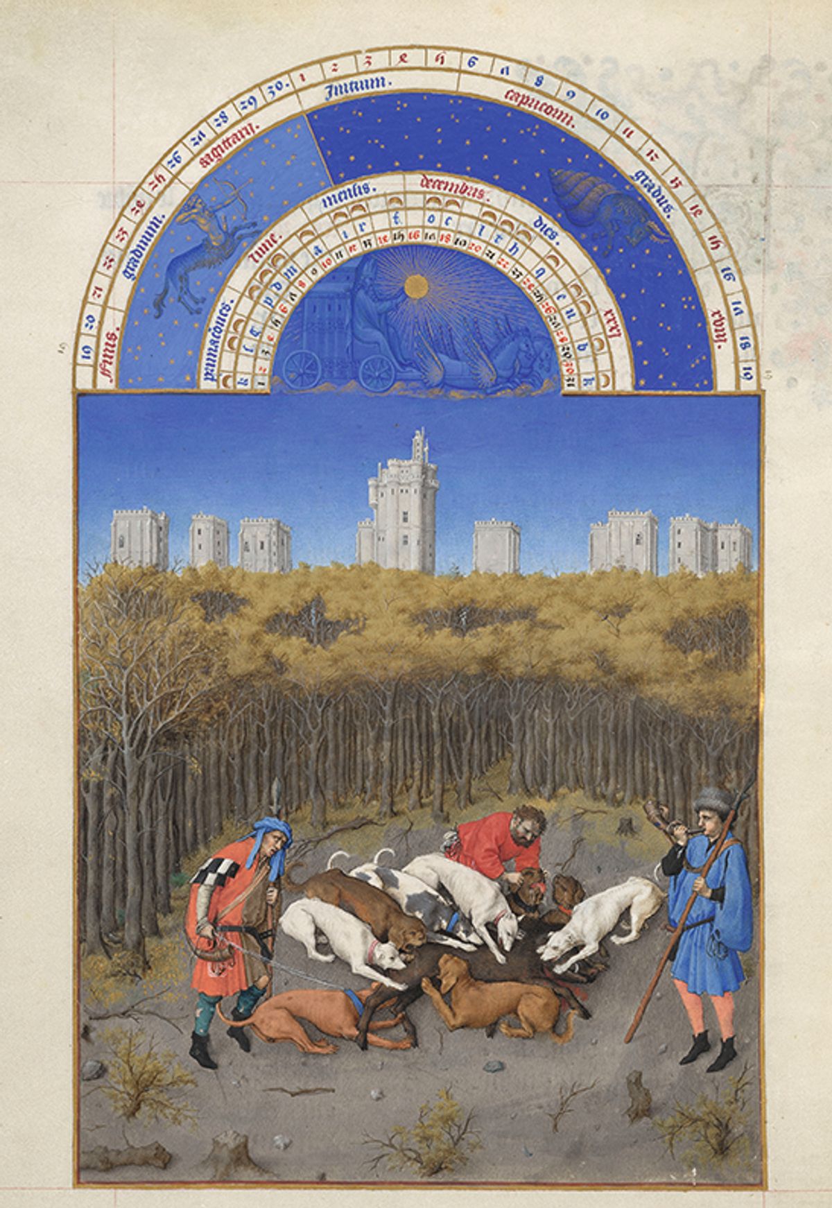 A page from the Très Riches Heures du Duc de Berry, a manuscript from the collections of Château de Chantilly that is going on show in June © RMN - Grand Palais - Michel Urtado