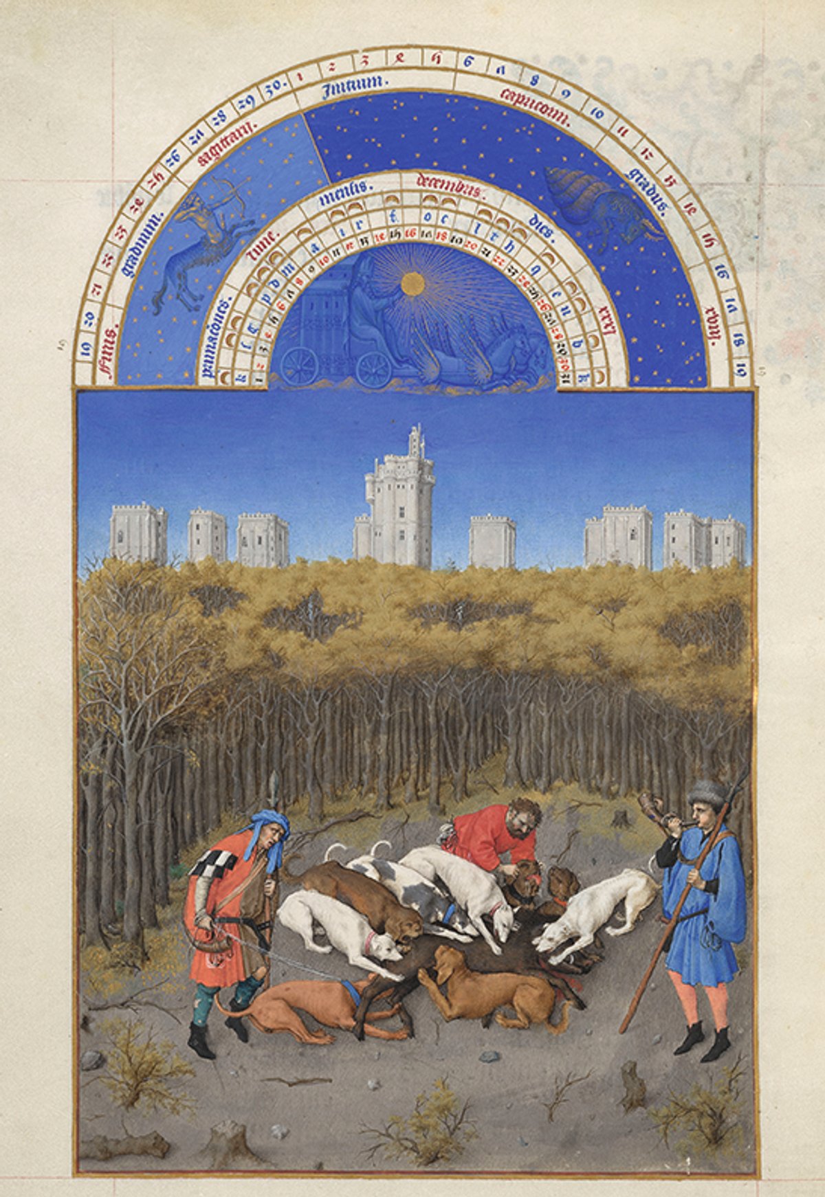 A page from the Très Riches Heures du Duc de Berry, a manuscript from the collections of Château de Chantilly that is going on show in June © RMN - Grand Palais - Michel Urtado