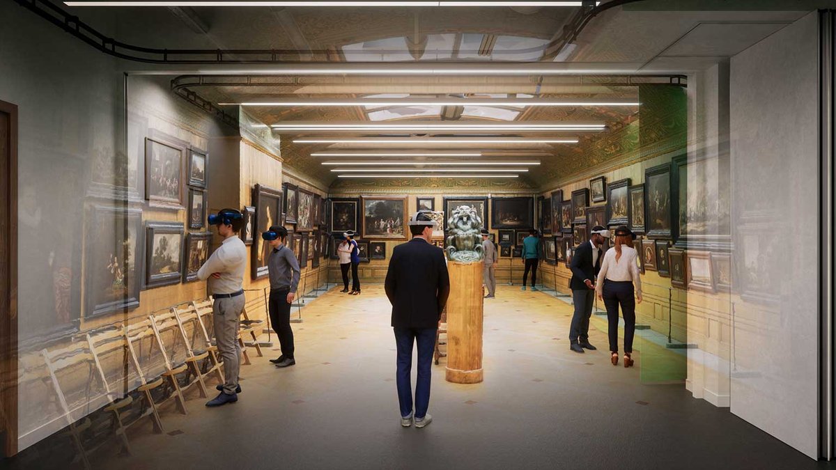 A rendering created by the XR platform, in which users with headsets are able to navigate virtual spaces, and zoom in on and “handle” precious artefacts that are normally off-limits
Courtesy University of Glasgow