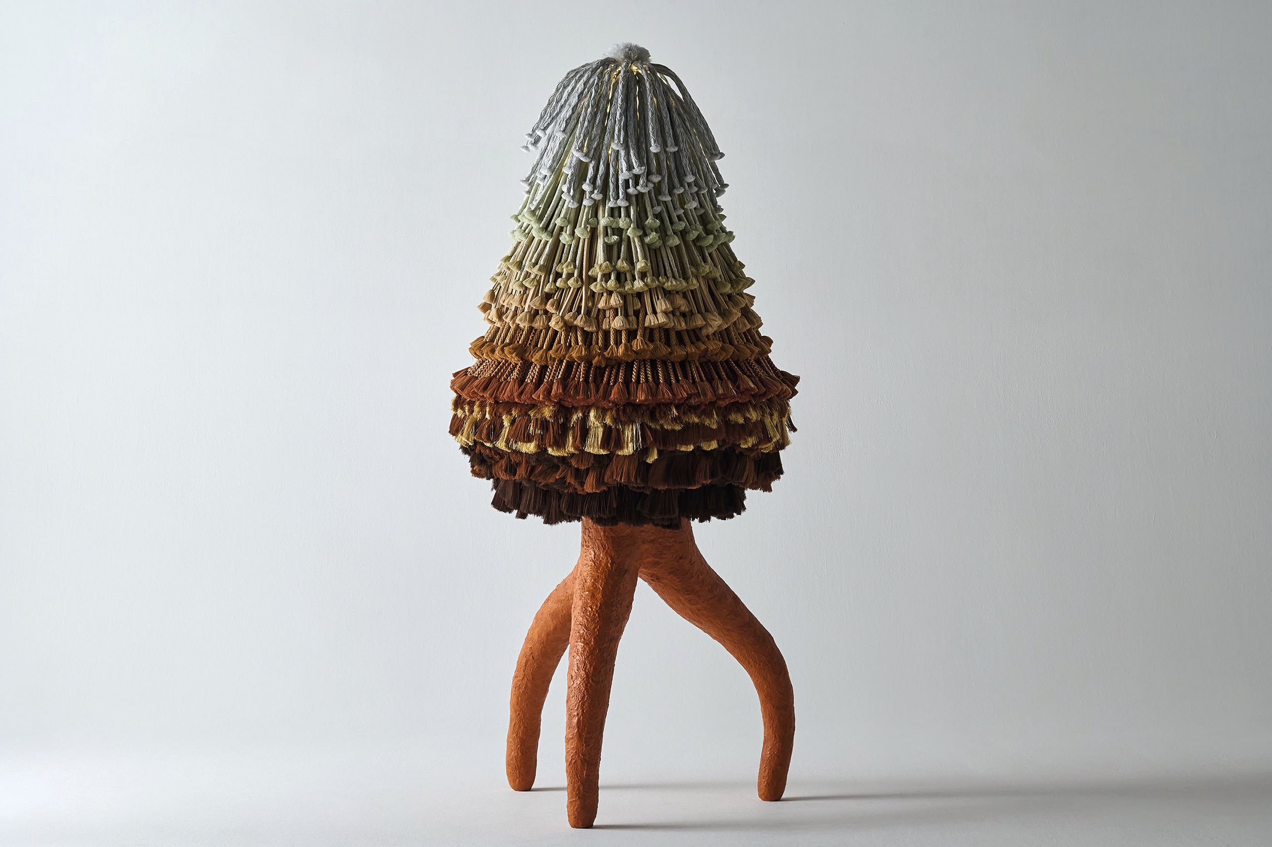 A lamp made with braided cords that was a collaboration between South African artist-designer Atang Tshikare and Japanese artisan Tomoyuki Matsuda © Noritoshi Kuroki Yamollo