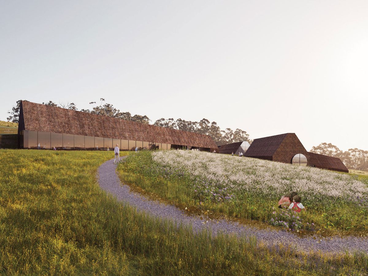 A rendering of Rosemaur Gallery, a proposed A$50m ($39m) new museum 40km east of Melbourne that would house works by Francis Bacon, Lucian Freud, Gustav Klimt, Egon Schiele as well as a bird sanctuary, a landscaped garden and a fine-dining restaurant © Architecture Associates
