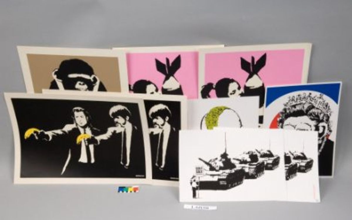 The fake Banksy prints were offered on eBay Photo: Metropolitan Police/PA Wire