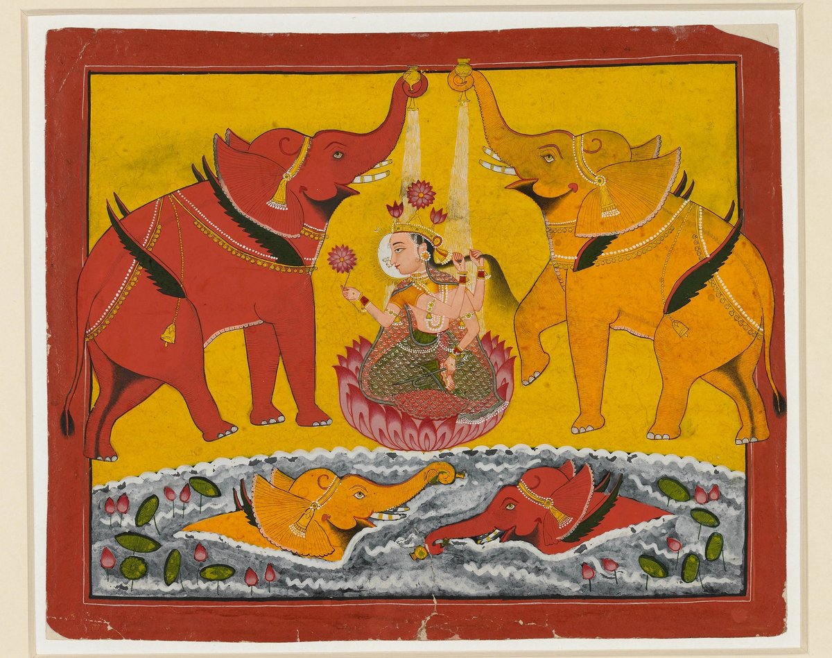 A painting from Rajasthan from around 1780 of the Gaja-Laksmī, the goddess of good fortune
© The Trustees of the British Museum