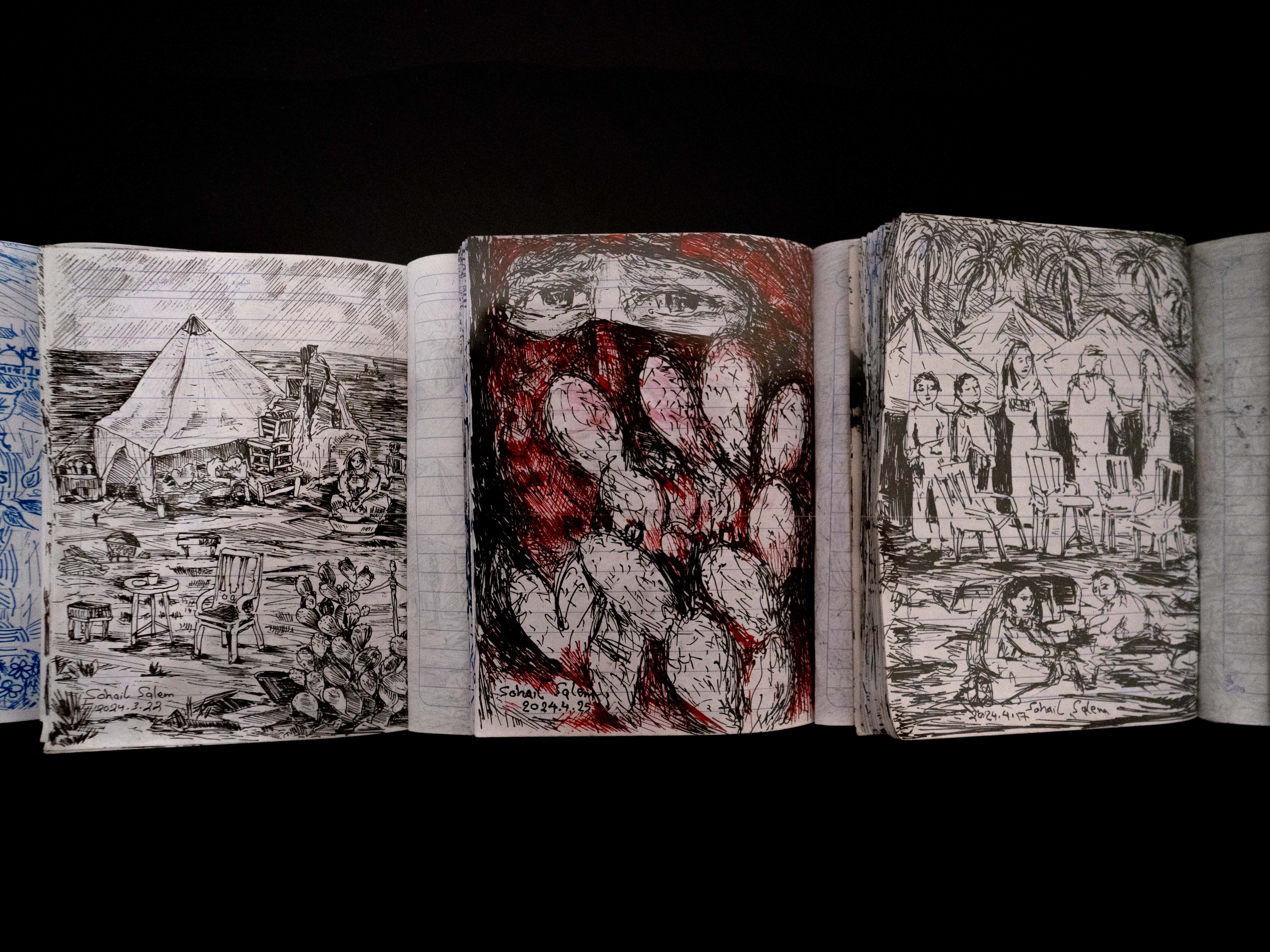Six notebooks by Sohail Salem feature in the exhibition Under Fire

courtesy Darat al Funun 