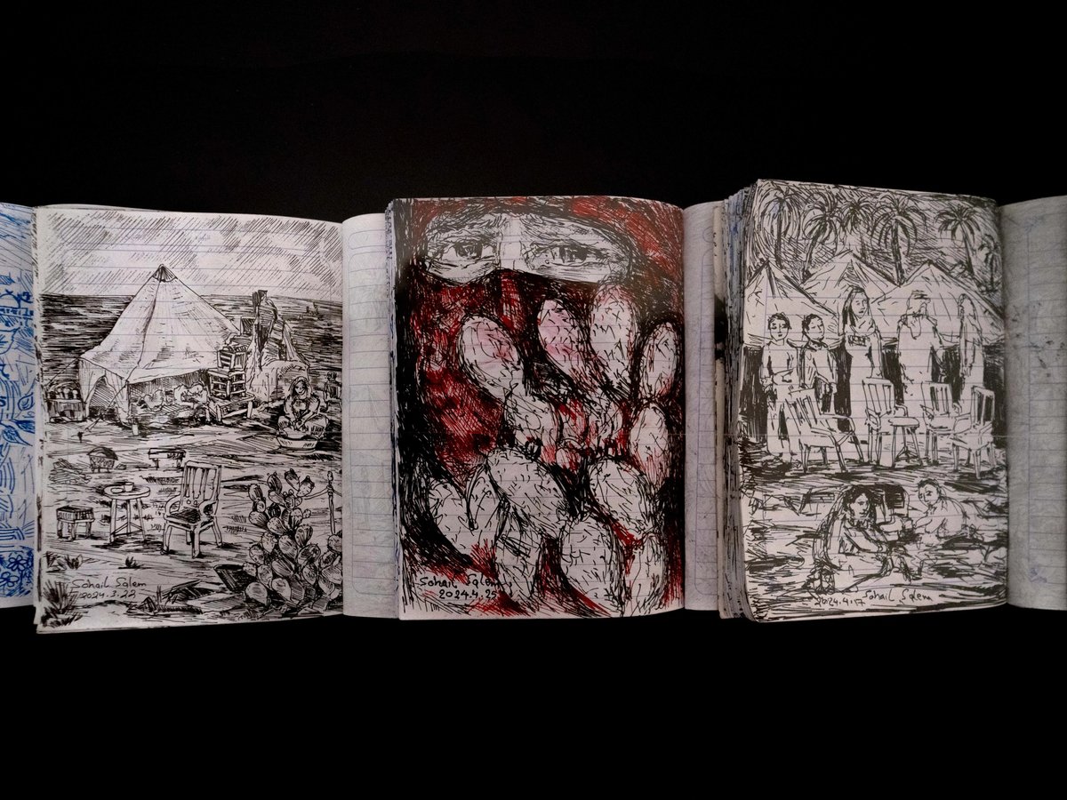 Six notebooks by Sohail Salem feature in the exhibition Under Fire
courtesy Darat al Funun