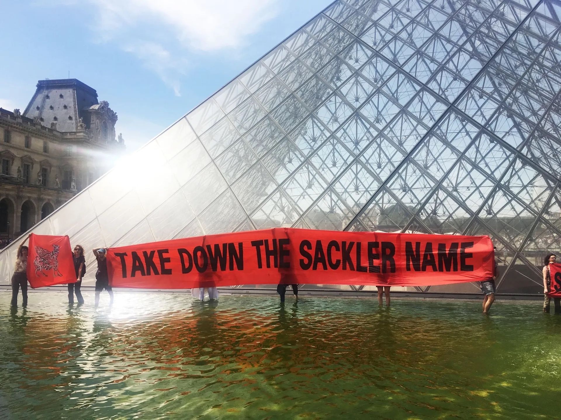 A Pain protest outside of the Louvre in Paris Courtesy of Pain