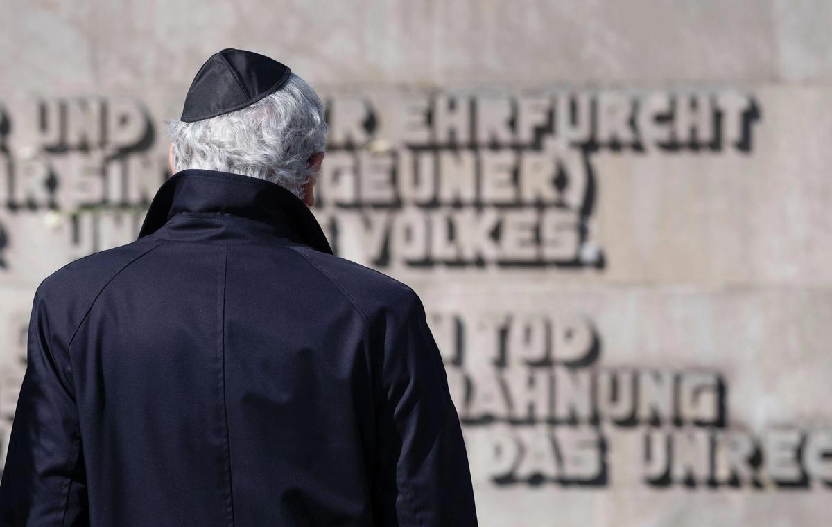 Bergen-Belsen, during a ceremony in April commemorating the  75th anniversary of the camp’s liberation Peter Steffen/DPA/Alamy Live News