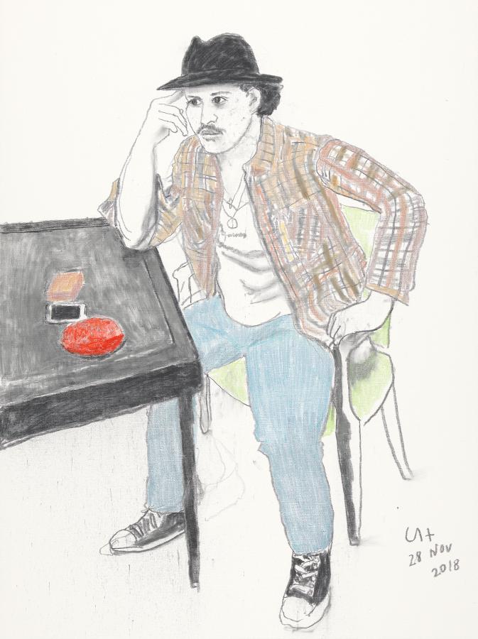 David Hockney's Bruno Mars (2018) © David Hockney Photo Credit: Richard Schmidt