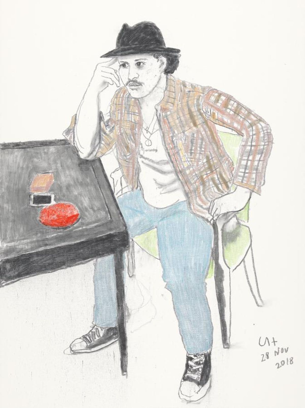 David Hockney's Bruno Mars (2018) © David Hockney Photo Credit: Richard Schmidt