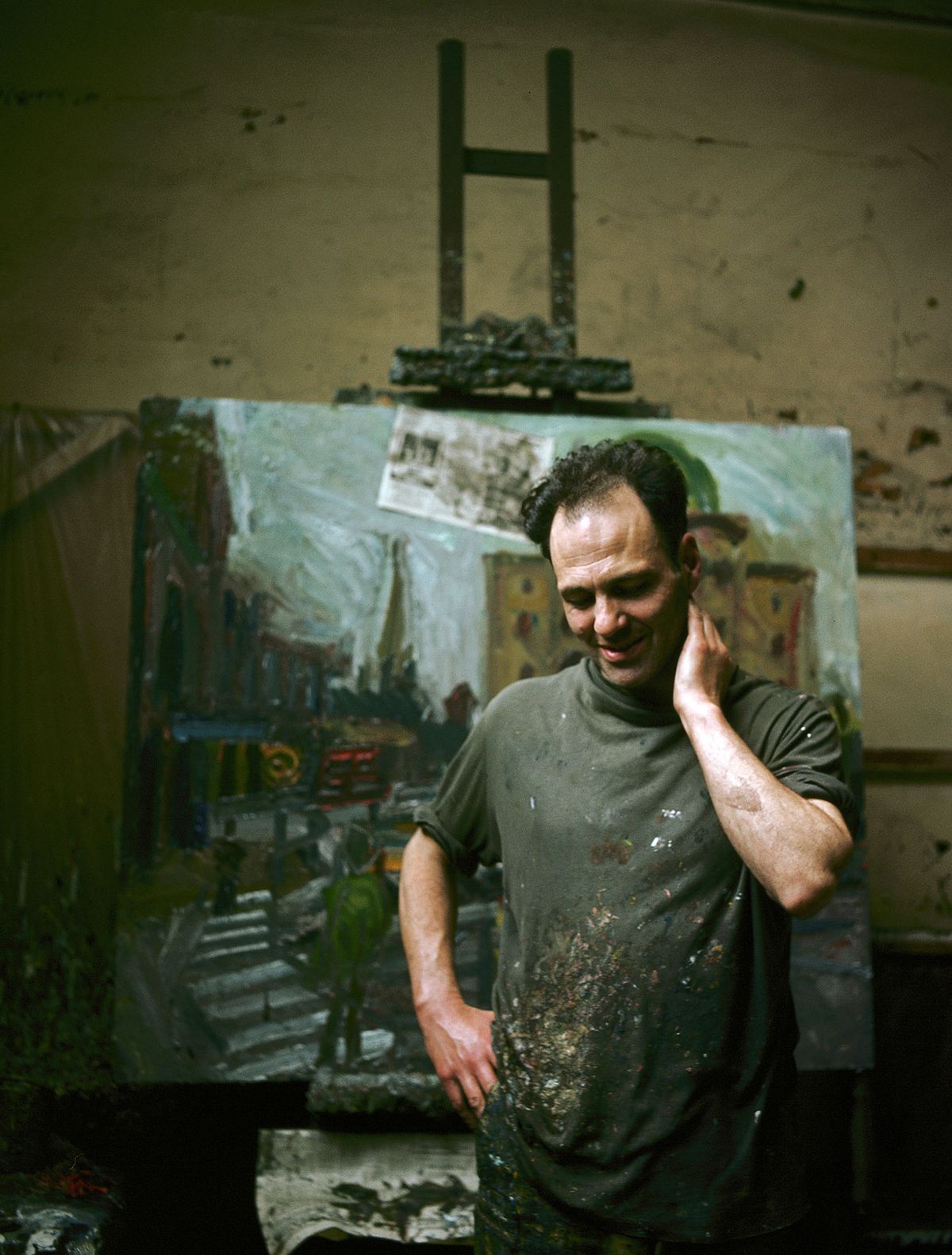 An early view of Auerbach in his London studio From the Jewish Chronicle Archive / Contributor: Heritage Image Partnership Ltd / Alamy Stock Photo