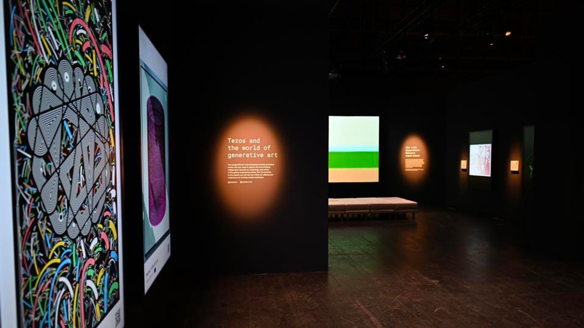 Ryan Bell and Marcel Schwittlick, presented by Tezos and fxhash at Art Basel. Tezos, fxhash and Art Basel can all be considered art-world technology platforms that are in overlapping competition and cooperation—for now Photo: Iskra Velitchkova