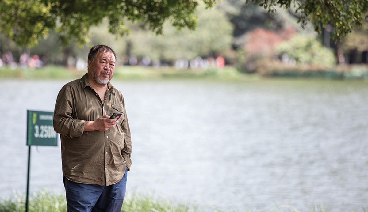 Ai Weiwei by the Ibirapuera Park lake in Sao Paulo, where he recently had an exhibition Photo: Carol Quintanilha