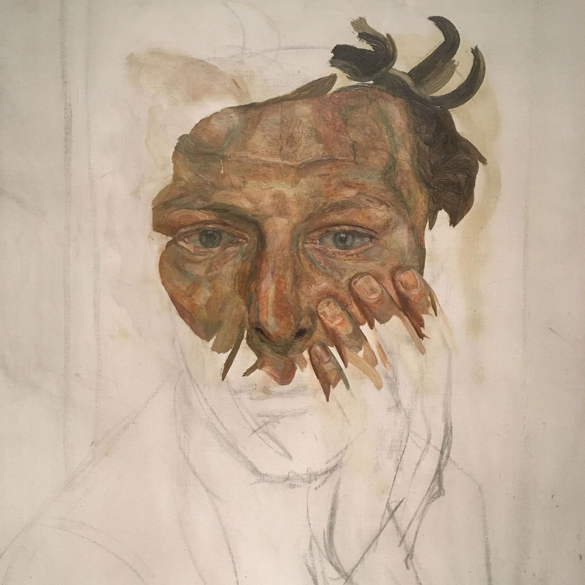 Detail of Lucian Freud's Self-portrait (around 1956) 