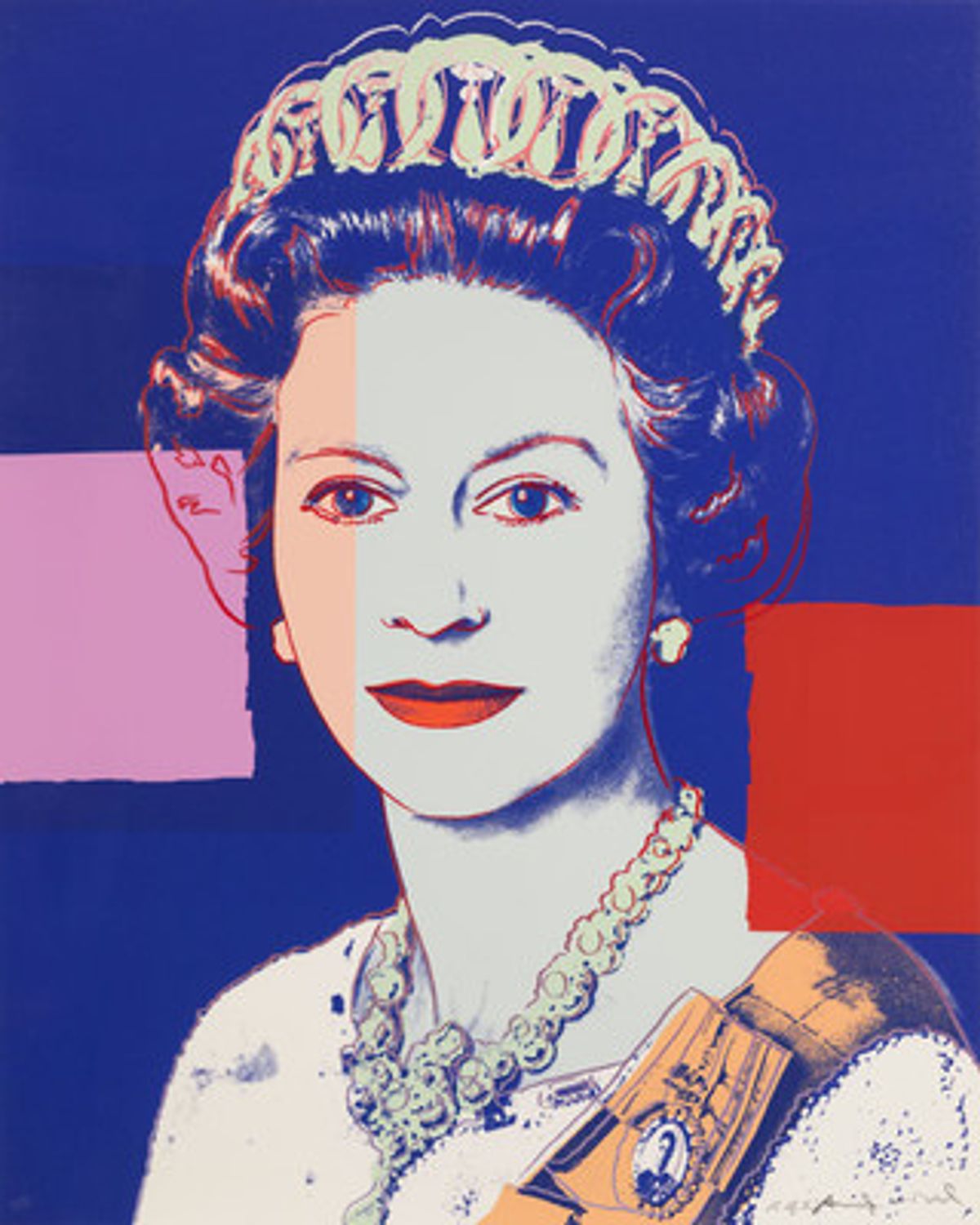 An Andy Warhol silkscreen print of Queen Elizabeth II has broken an auction record for a print by the artist