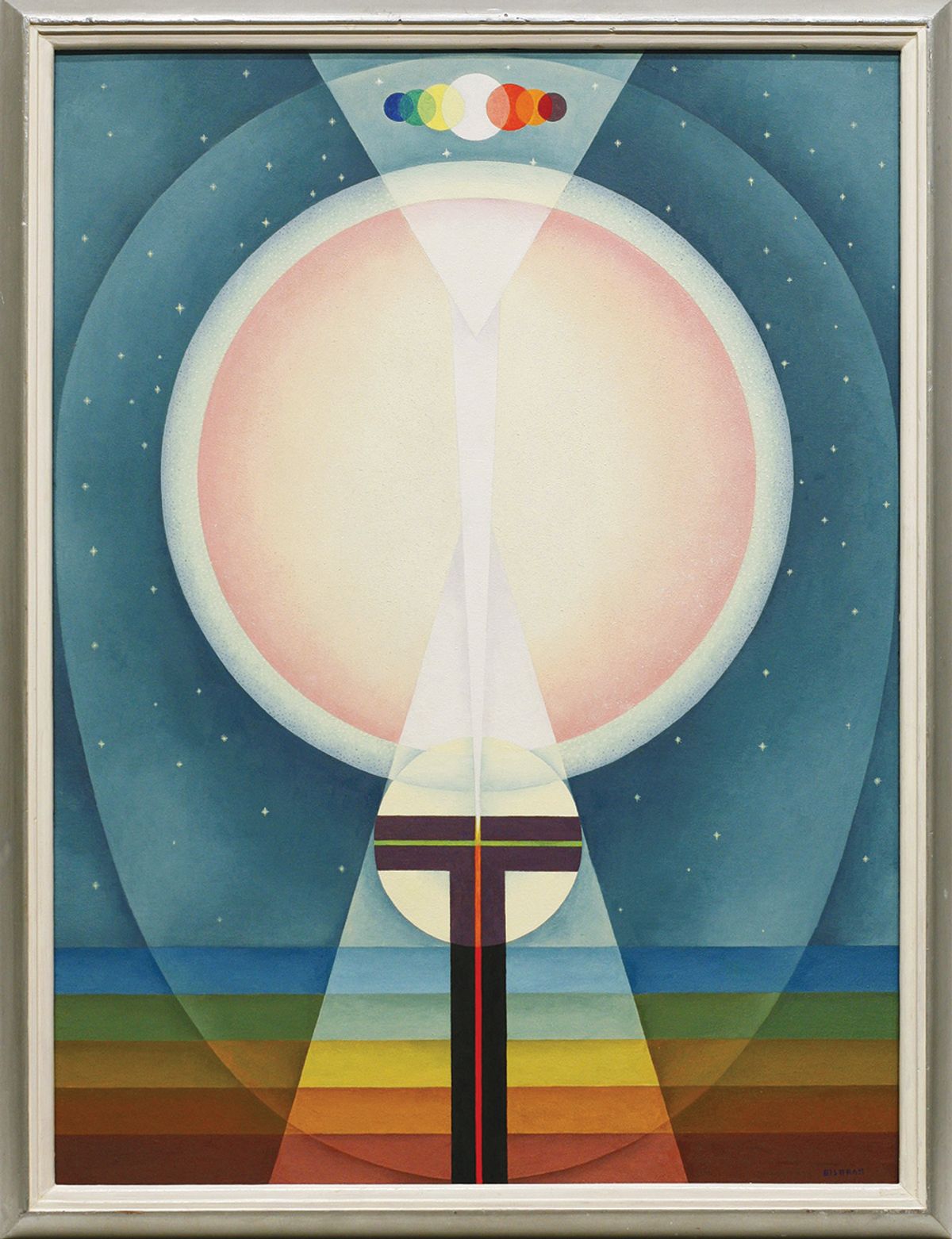 Emil Bisttram’s Oversoul (around 1941); the US artist was a key influence on the short-lived Transcendental Painting Group Courtesy of Michael Rosenfeld Gallery, New York