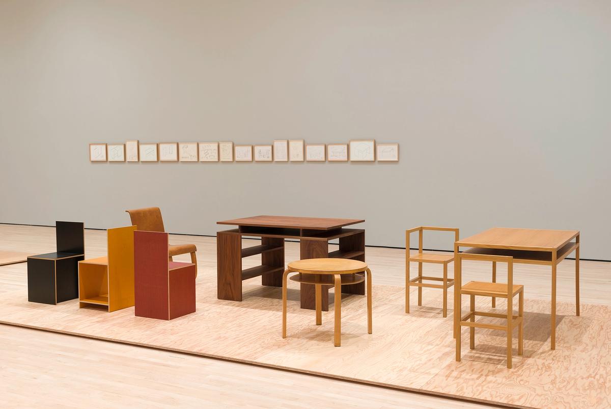 An installation view of Donald Judd: Specific Furniture at the San Francisco Museum of Modern Art. Katherine Du Tiel