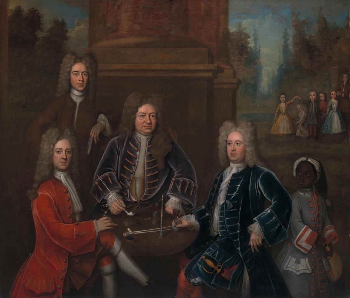 A portrait of Elihu Yale with Members of His Family and an Enslaved Child (around 1719), attributed to John Verelst. Courtesy of the Yale Center for British Art