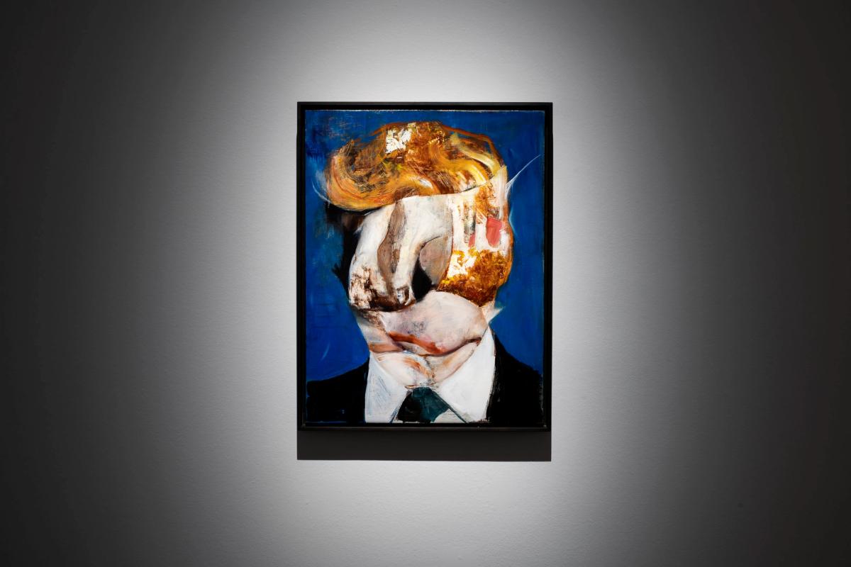 An installation image of one of Adrian Ghenie's Trump-inspired works, on show at the Palazzo Cini in Venice Courtesy Galerie Thaddaeus Ropac, Paris, London, Salzburg; and Fondazione Giorgio Cini Onlus, Venice. Photo: Matteo Defina