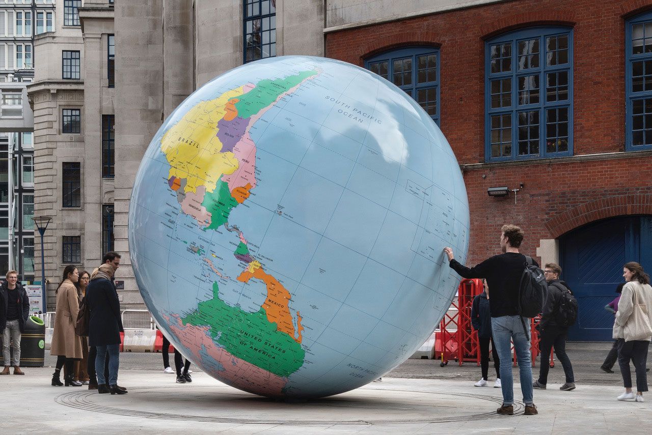 Wallinger's Upside-down Globe Outside LSE Angers Chinese Students For ...