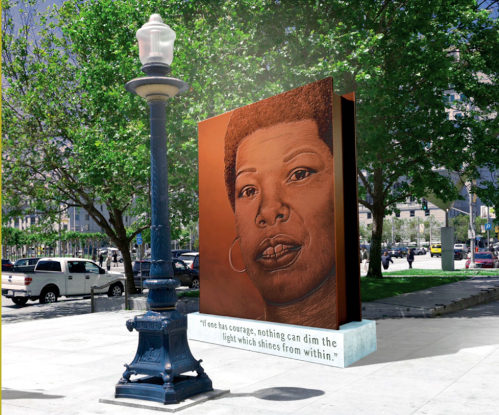 Lava Thomas’s proposal for San Francisco's Maya Angelou monument, called Portrait of a Phenomenal Woman Courtesy the San Francisco Arts Commission