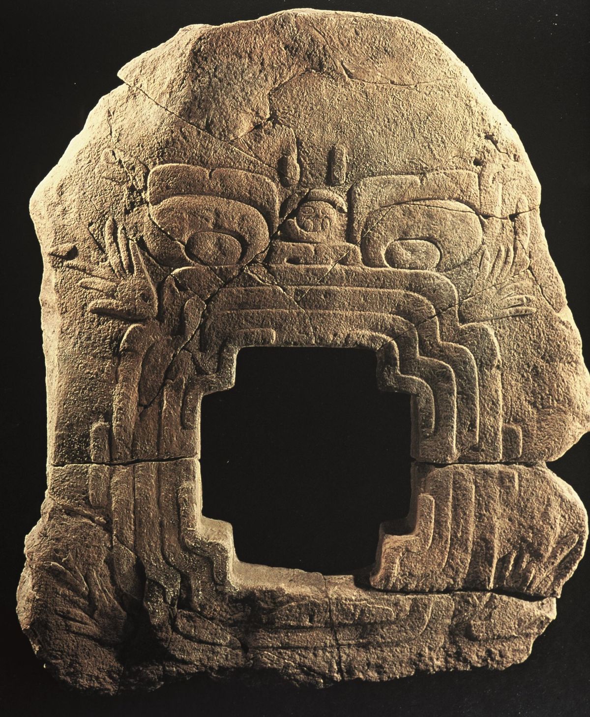 The carved sculpture is believed to be from Chalcatzingo, a large archeological site in Mexico. Photo by Kent Reilly III. Courtesy Mario Córdova, via Instituto Nacional de Antropología e Historia (INAH)