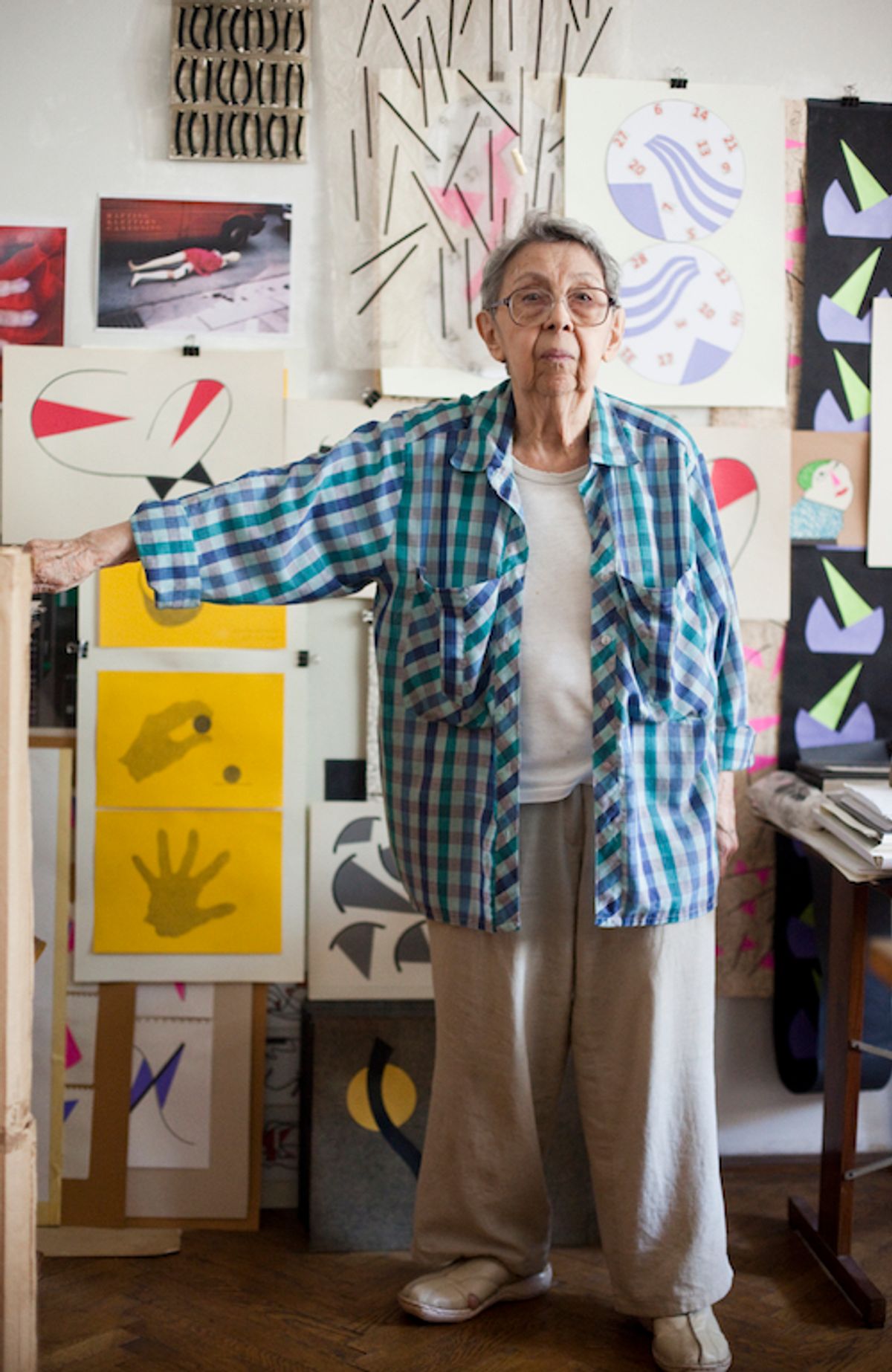 Geta Brătescu in her studio, where she continued to work every day Photo: Stefan Sava