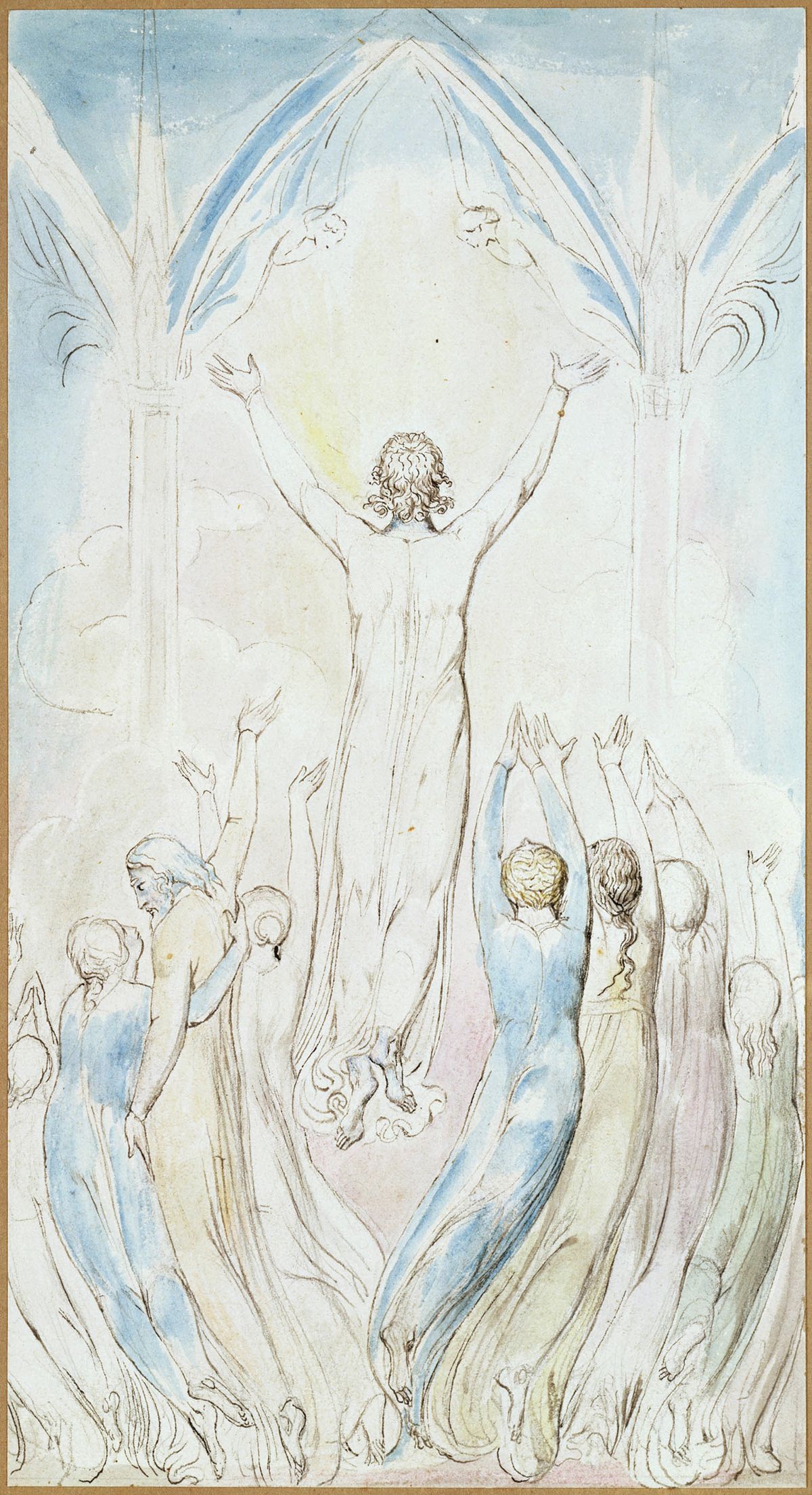 Heaven’s Portals Wide Expand to Let Him In—one of the rediscovered 19 illustrations made by William Blake in 1805 collection of robert n. essick