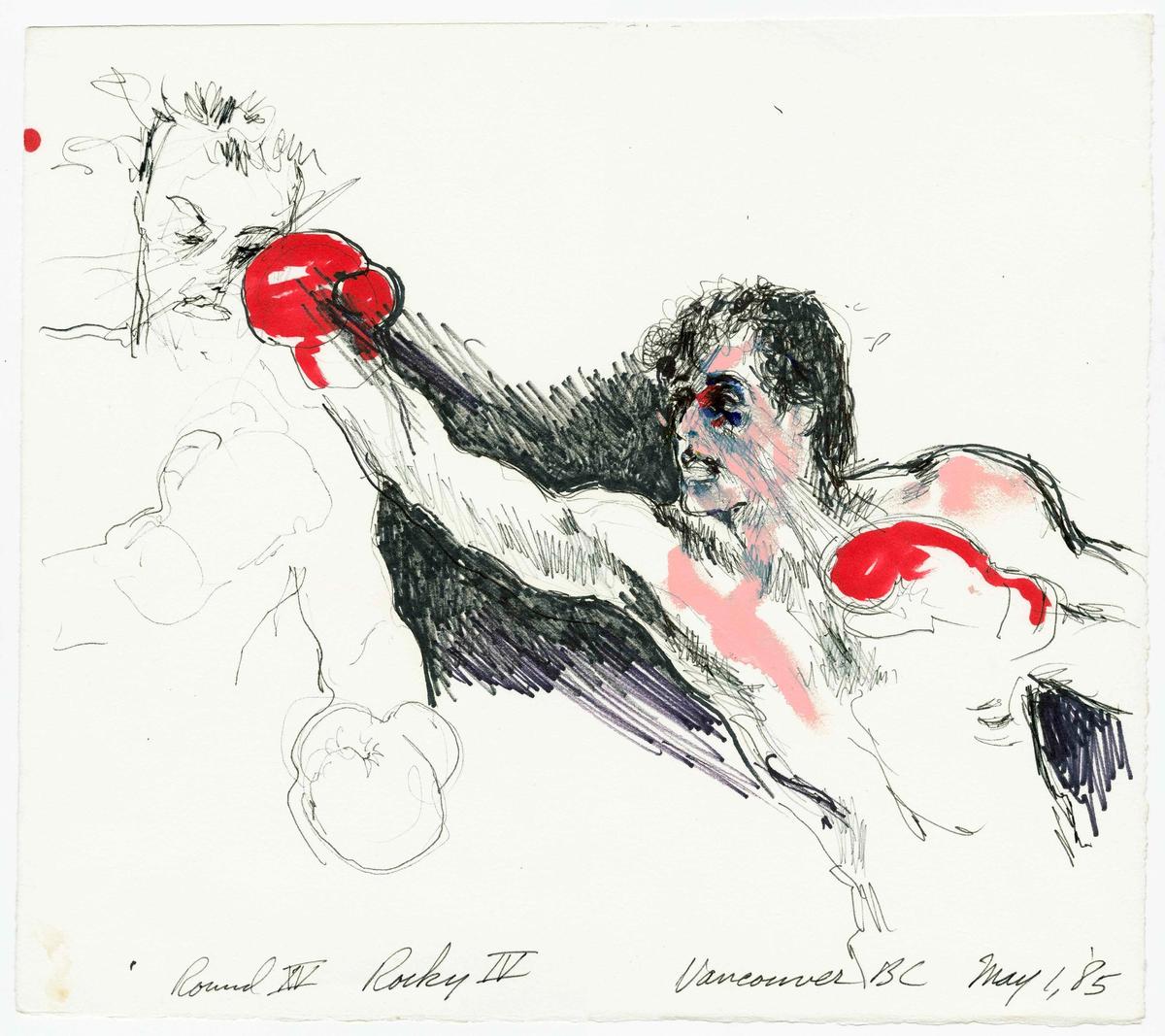 Round XV, Rocky IV (1985), LeRoy Neiman courtesy LeRoy Neiman and Janet Byrne Neiman Foundation