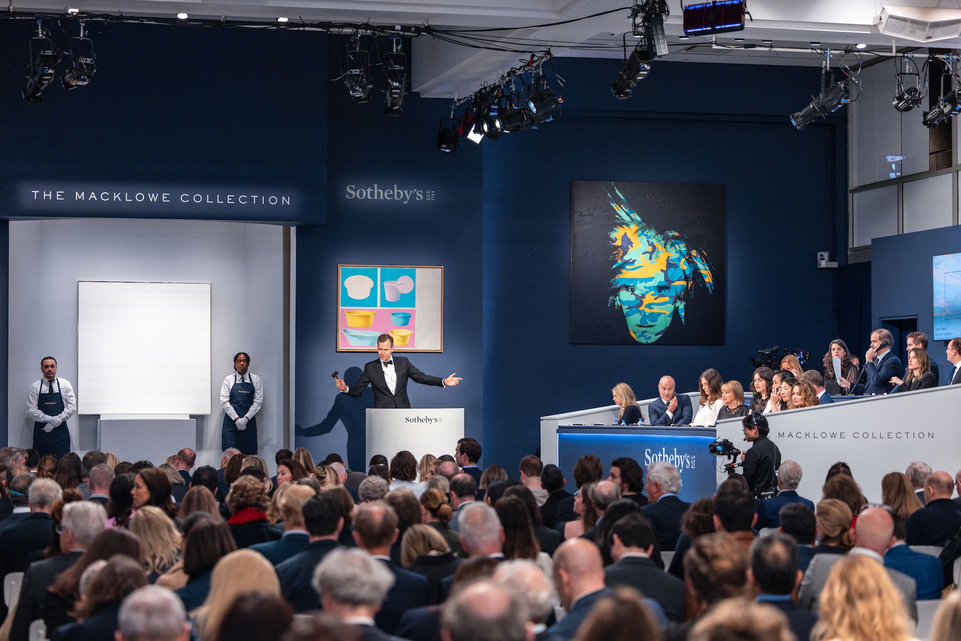 Oliver Barker conducts the second sale of works from the Macklowe Collection at Sotheby's New York on 16 May 2022 Photo courtesy Sotheby's, © Julian Cassady Photography